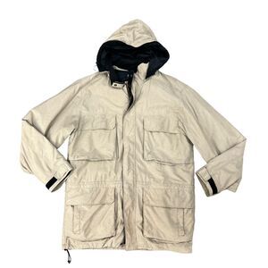 Vintage Eddie Bauer Goose Down Jacket Mens L Large Beige Grays Harbor Parka Coat